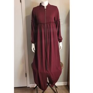 Vintage Turkish Burgundy Zip Robe Nightgown Heritage Loungewear Sz Large